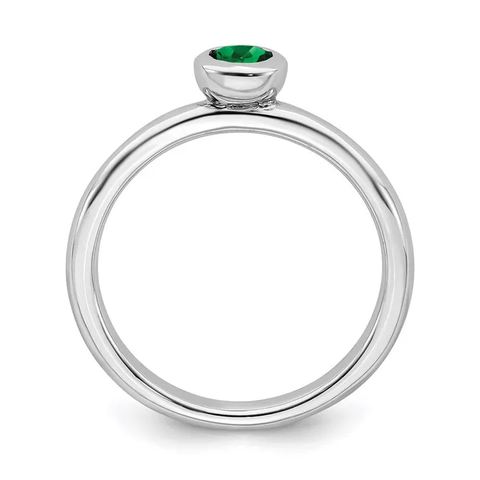 Sterling Silver Stackable Expressions Low 4mm Round Cr Emerald Ring QSK500 Stackable Expressions Rings Sterling Silver Stackable Expressions Low 4mm Round Cr Emerald Ring QSK500 Stackable Expressions Rings