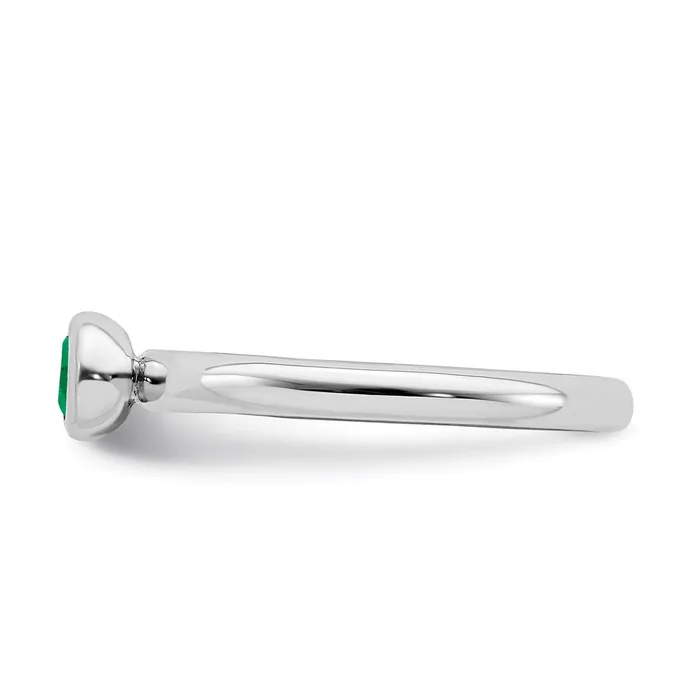Sterling Silver Stackable Expressions Low 4mm Round Cr Emerald Ring QSK500 Stackable Expressions Rings Sterling Silver Stackable Expressions Low 4mm Round Cr Emerald Ring QSK500 Stackable Expressions Rings