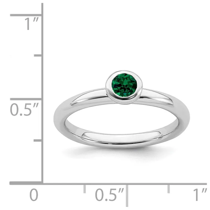 Sterling Silver Stackable Expressions Low 4mm Round Cr Emerald Ring QSK500 Stackable Expressions Rings Sterling Silver Stackable Expressions Low 4mm Round Cr Emerald Ring QSK500 Stackable Expressions Rings