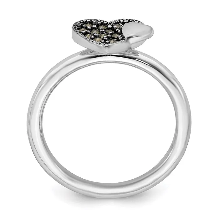 Sterling Silver Stackable Expressions Marcasite Heart Ring QSK812 Stackable Expressions Rings Sterling Silver Stackable Expressions Marcasite Heart Ring QSK812 Stackable Expressions Rings