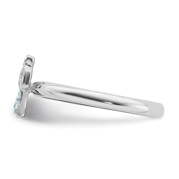 Sterling Silver Stackable Expressions Rhodium Aquamarine Cross Ring QSK1632 Stackable Expressions Rings Sterling Silver Stackable Expressions Rhodium Aquamarine Cross Ring QSK1632 Stackable Expressions Rings