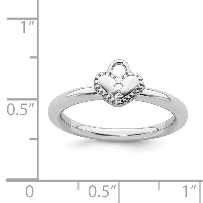 Sterling Silver Stackable Expressions Rhodium Heart Padlock Ring QSK1960 Stackable Expressions Rings Sterling Silver Stackable Expressions Rhodium Heart Padlock Ring QSK1960 Stackable Expressions Rings
