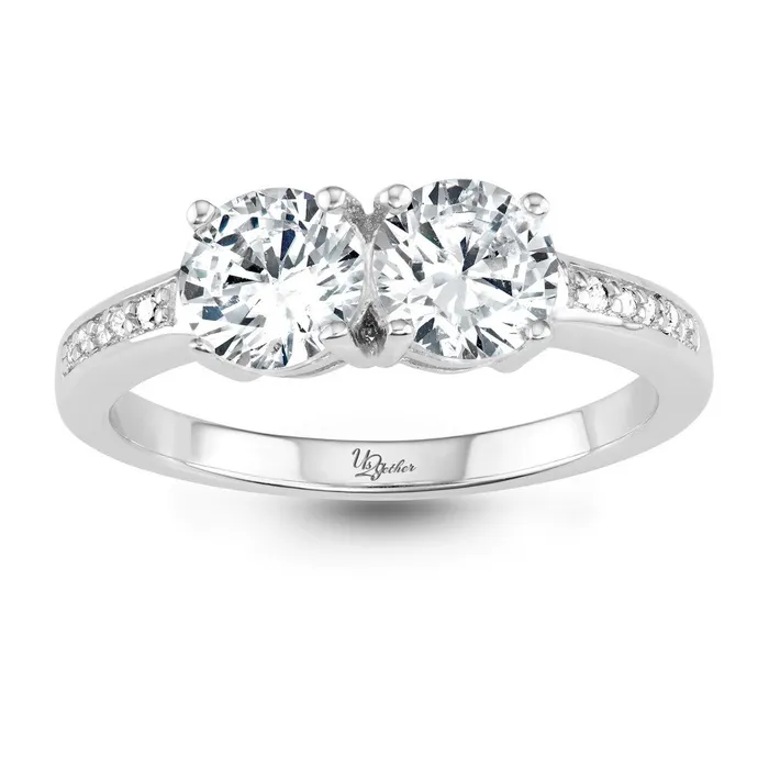 Sterling Silver Us2gether 6mm TwoStone Round CZ Ring W1665 Classic Rings