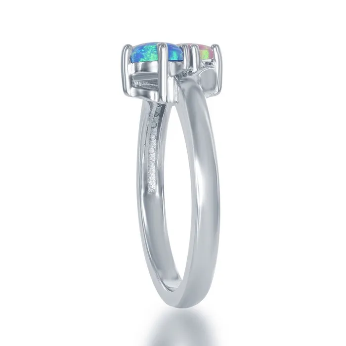 Sterling Silver Us2gether Round Pink and Blue Opal Ring W1700 Classic Rings