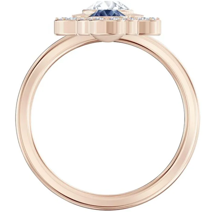 Swarovski Rings Swarovski Womens Ring Duo Evil Symbolic Motif Rose Gold Plated Size 6 5515441