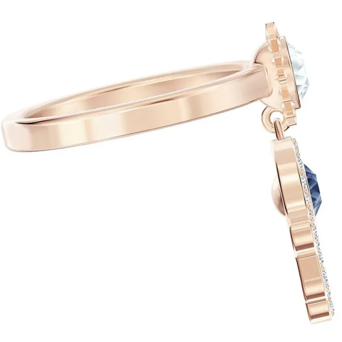 Swarovski Rings Swarovski Womens Ring Duo Evil Symbolic Motif Rose Gold Plated Size 6 5515441