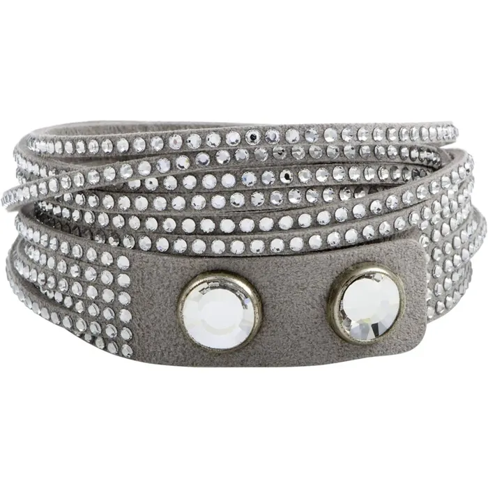 Swarovski Womens Bracelet Slake Grey Suede With Clear Crystals Wrap 5181989 Swarovski Bracelets