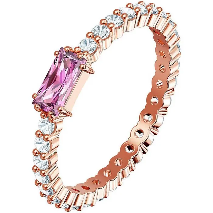 Swarovski Womens Ring Vittore Rose Gold Plated with Pink Crystal Size 18 5441208 Swarovski Rings