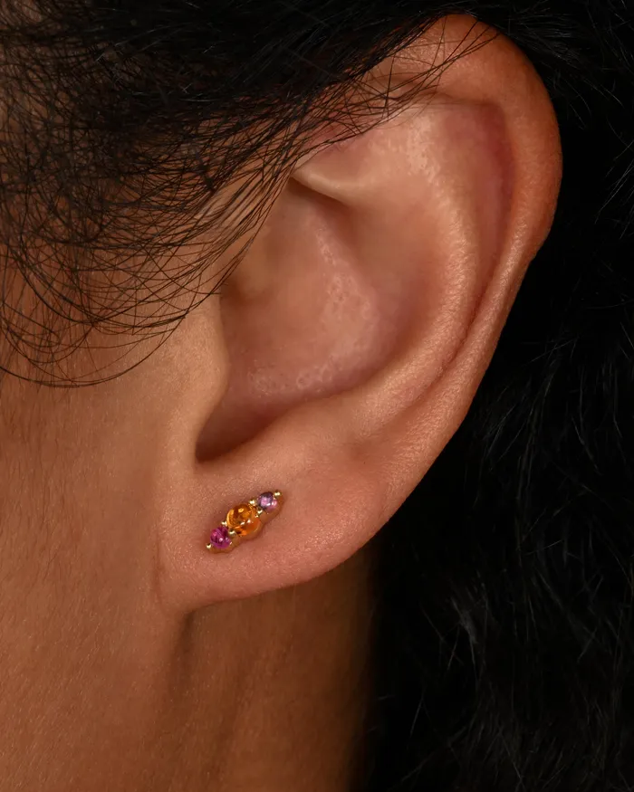 TAMSIN RASOR Earrings Orange and Pink Sapphire Lina Stud Earrings TAMSIN RASOR Earrings Orange and Pink Sapphire Lina Stud Earrings