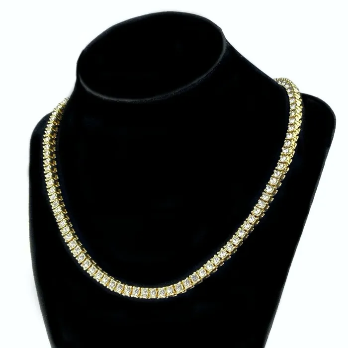 Tennis Chain Gold Finish Iced One Row Choker Necklace 18 6MM Bling Cartel Admin Necklaces