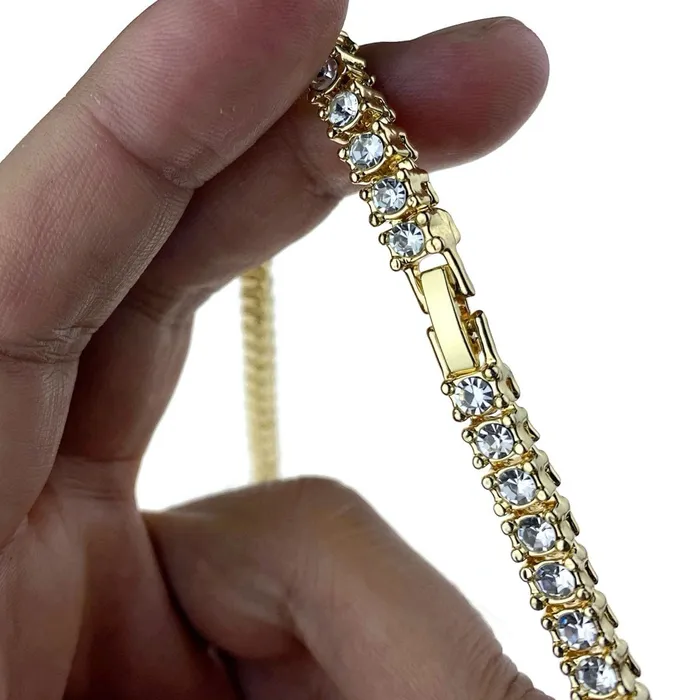 Tennis Chain Gold Finish Iced One Row Choker Necklace 18 6MM Bling Cartel Admin Necklaces Tennis Chain Gold Finish Iced One Row Choker Necklace 18 6MM Bling Cartel Admin Necklaces