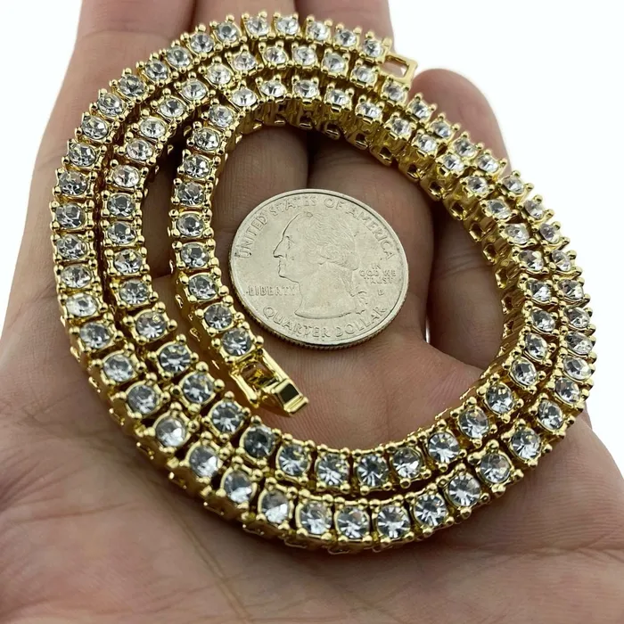 Tennis Chain Gold Finish Iced One Row Choker Necklace 18 6MM Bling Cartel Admin Necklaces Tennis Chain Gold Finish Iced One Row Choker Necklace 18 6MM Bling Cartel Admin Necklaces