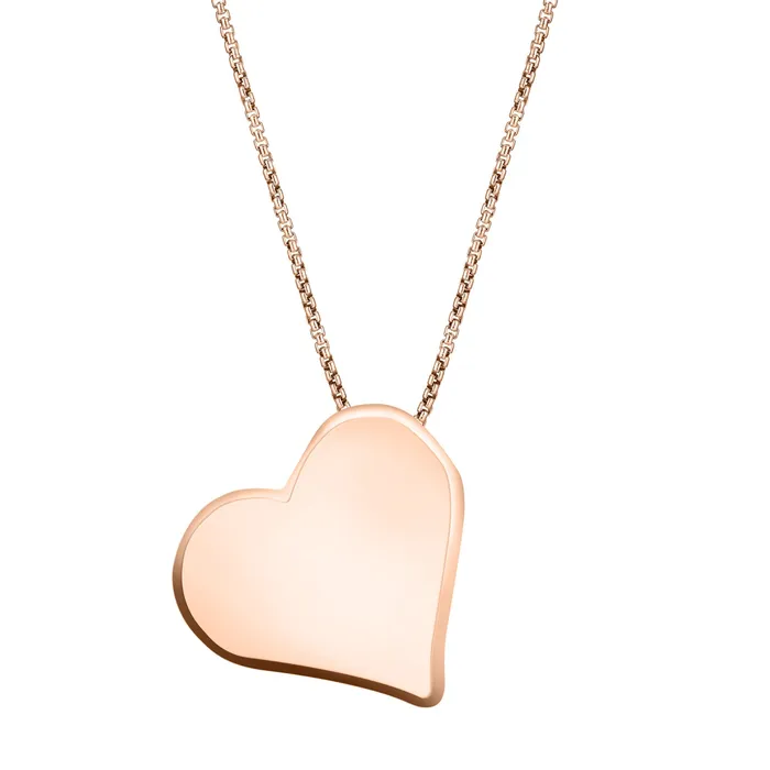 Tilted Heart Cremation Necklace in 14K Rose Gold closebymejewelry Necklaces