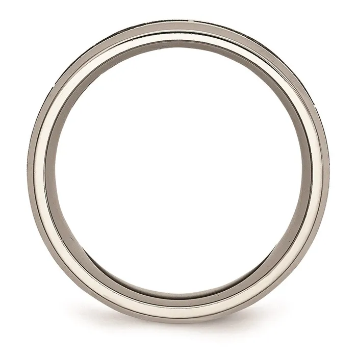 Titanium Beveled Edge 8mm Laser Design Brushed Polished Band TB115C Chisel Rings Titanium Beveled Edge 8mm Laser Design Brushed Polished Band TB115C Chisel Rings