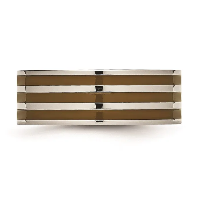 Titanium Brown Enamel Flat 8mm Polished Band TB200 Chisel Rings Titanium Brown Enamel Flat 8mm Polished Band TB200 Chisel Rings