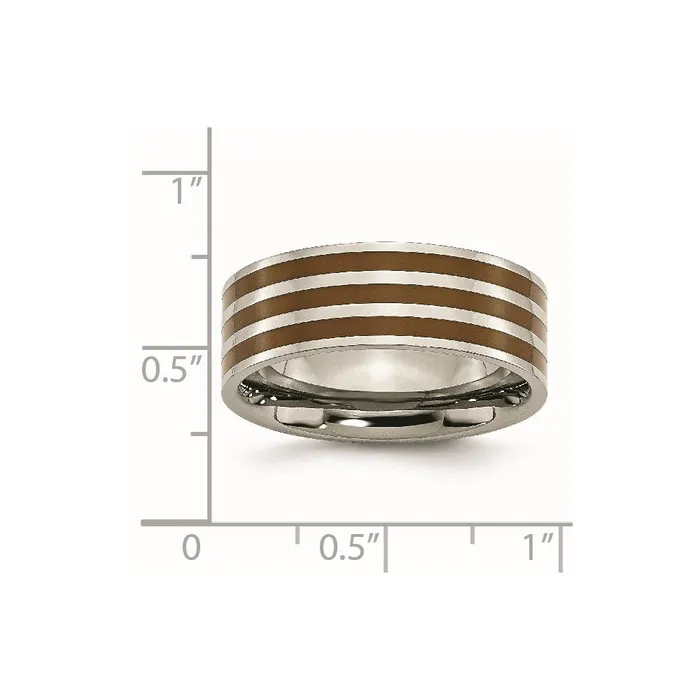Titanium Brown Enamel Flat 8mm Polished Band TB200 Chisel Rings Titanium Brown Enamel Flat 8mm Polished Band TB200 Chisel Rings