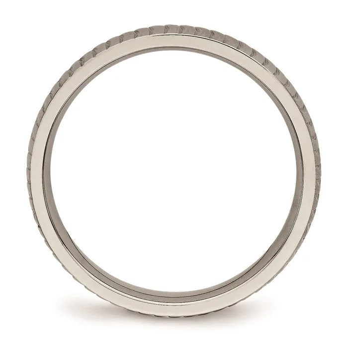 Titanium Polished Textured Ring TB454 Chisel Rings Titanium Polished Textured Ring TB454 Chisel Rings