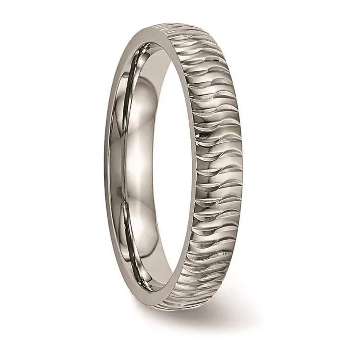 Titanium Polished Textured Ring TB454 Chisel Rings Titanium Polished Textured Ring TB454 Chisel Rings