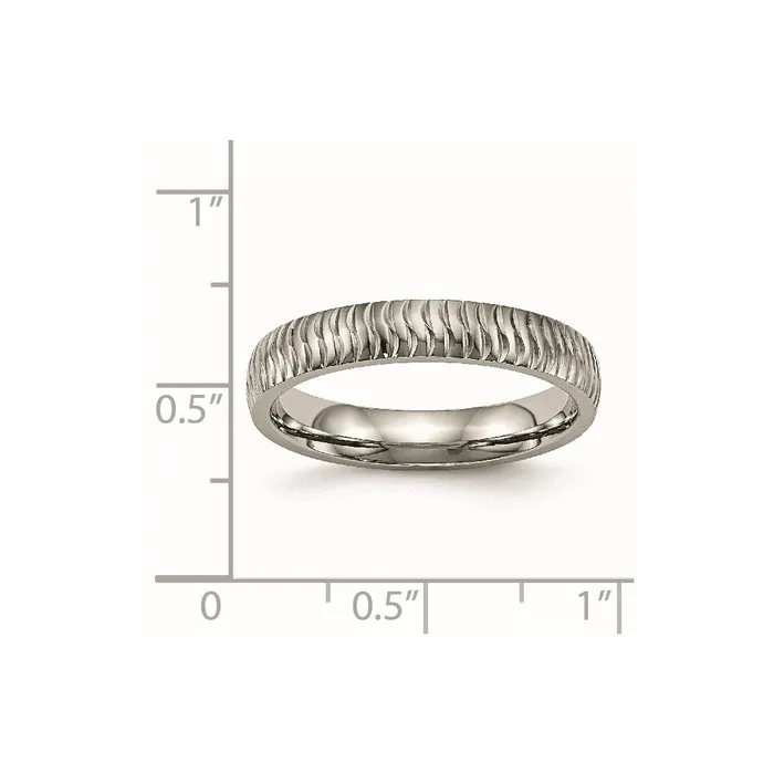 Titanium Polished Textured Ring TB454 Chisel Rings Titanium Polished Textured Ring TB454 Chisel Rings