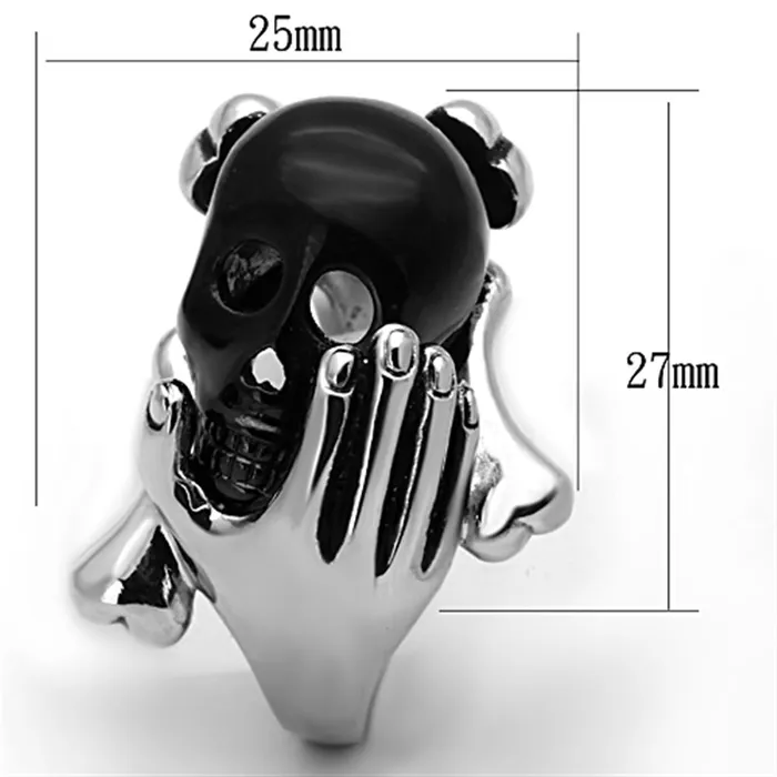 TK1206 TwoTone IP Black Stainless Steel Ring with Epoxy in Jet Alamode Rings