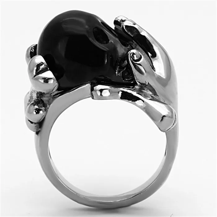 TK1206 TwoTone IP Black Stainless Steel Ring with Epoxy in Jet Alamode Rings