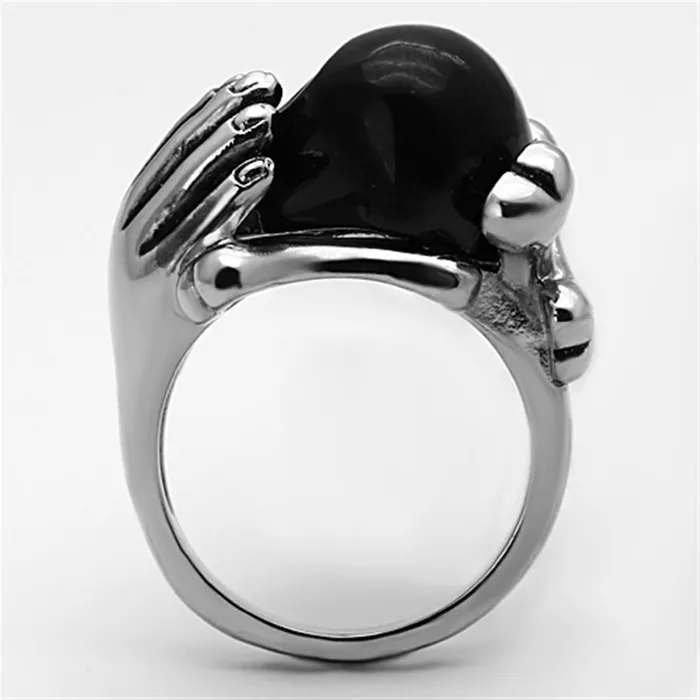 TK1206 TwoTone IP Black Stainless Steel Ring with Epoxy in Jet Alamode Rings