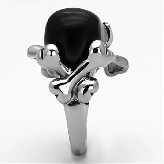 TK1206 TwoTone IP Black Stainless Steel Ring with Epoxy in Jet Alamode Rings