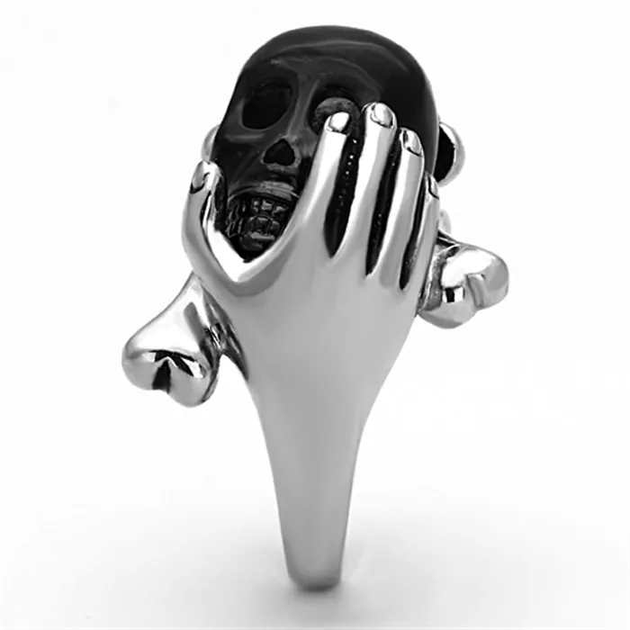 TK1206 TwoTone IP Black Stainless Steel Ring with Epoxy in Jet Alamode Rings