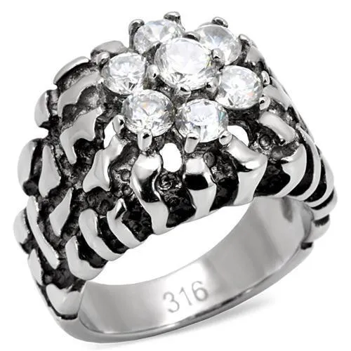 TK125 High polished no plating Stainless Steel Ring with AAA Grade CZ in Clear Alamode Rings TK125 High polished no plating Stainless Steel Ring with AAA Grade CZ in Clear Alamode Rings