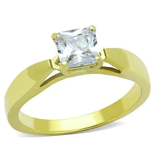 TK1511 IP GoldIon Plating Stainless Steel Ring with AAA Grade CZ in Clear Alamode Rings TK1511 IP GoldIon Plating Stainless Steel Ring with AAA Grade CZ in Clear Alamode Rings