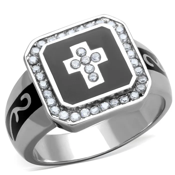 TK1766 High polished no plating Stainless Steel Ring with AAA Grade CZ in Clear Alamode Rings TK1766 High polished no plating Stainless Steel Ring with AAA Grade CZ in Clear Alamode Rings
