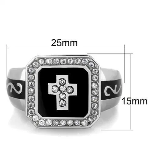 TK1766 High polished no plating Stainless Steel Ring with AAA Grade CZ in Clear Alamode Rings