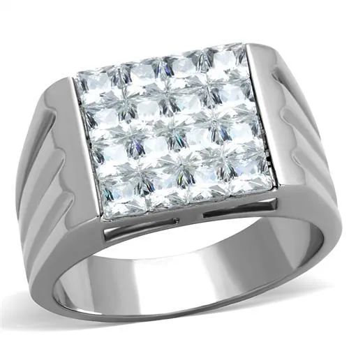 TK1803 High polished no plating Stainless Steel Ring with AAA Grade CZ in Clear Alamode Rings TK1803 High polished no plating Stainless Steel Ring with AAA Grade CZ in Clear Alamode Rings