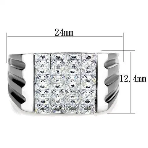 TK1803 High polished no plating Stainless Steel Ring with AAA Grade CZ in Clear Alamode Rings