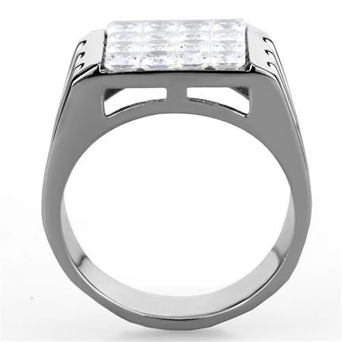 TK1803 High polished no plating Stainless Steel Ring with AAA Grade CZ in Clear Alamode Rings