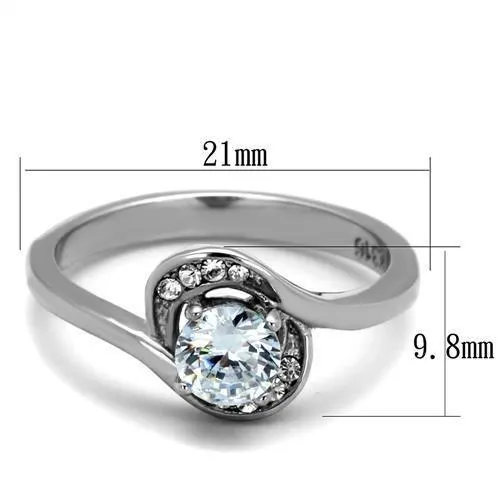 TK2116 High polished no plating Stainless Steel Ring with AAA Grade CZ in Clear Alamode Rings