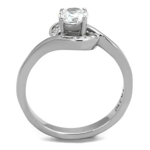 TK2116 High polished no plating Stainless Steel Ring with AAA Grade CZ in Clear Alamode Rings