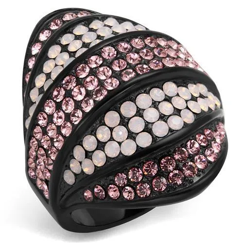 TK2201 IP BlackIon Plating Stainless Steel Ring with Top Grade Crystal in Multi Color Alamode Rings TK2201 IP BlackIon Plating Stainless Steel Ring with Top Grade Crystal in Multi Color Alamode Rings