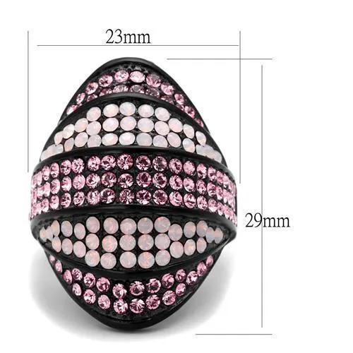 TK2201 IP BlackIon Plating Stainless Steel Ring with Top Grade Crystal in Multi Color Alamode Rings