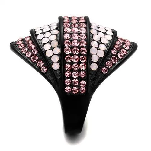 TK2201 IP BlackIon Plating Stainless Steel Ring with Top Grade Crystal in Multi Color Alamode Rings