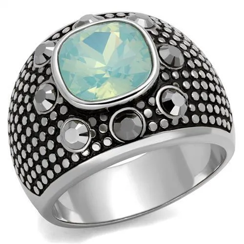 TK2223 High polished no plating Stainless Steel Ring with Top Grade Crystal in Fireopal Alamode Rings TK2223 High polished no plating Stainless Steel Ring with Top Grade Crystal in Fireopal Alamode Rings