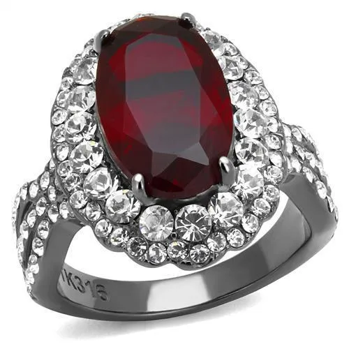 TK2761 IP Light Black IP Gun Stainless Steel Ring with Synthetic Synthetic Glass in Siam Alamode Rings TK2761 IP Light Black IP Gun Stainless Steel Ring with Synthetic Synthetic Glass in Siam Alamode Rings