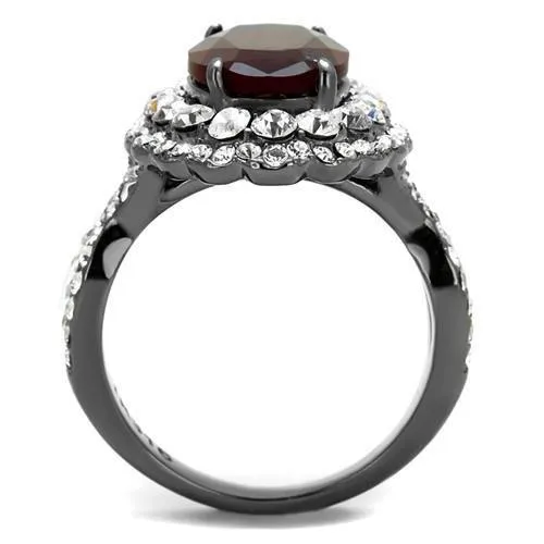 TK2761 IP Light Black IP Gun Stainless Steel Ring with Synthetic Synthetic Glass in Siam Alamode Rings
