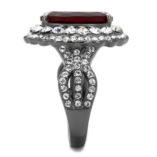TK2761 IP Light Black IP Gun Stainless Steel Ring with Synthetic Synthetic Glass in Siam Alamode Rings