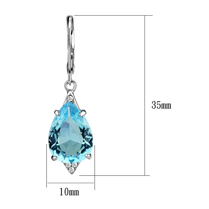 TK2887 High polished no plating Stainless Steel Earrings with Synthetic Synthetic Glass in Sea Blue Alamode Earrings