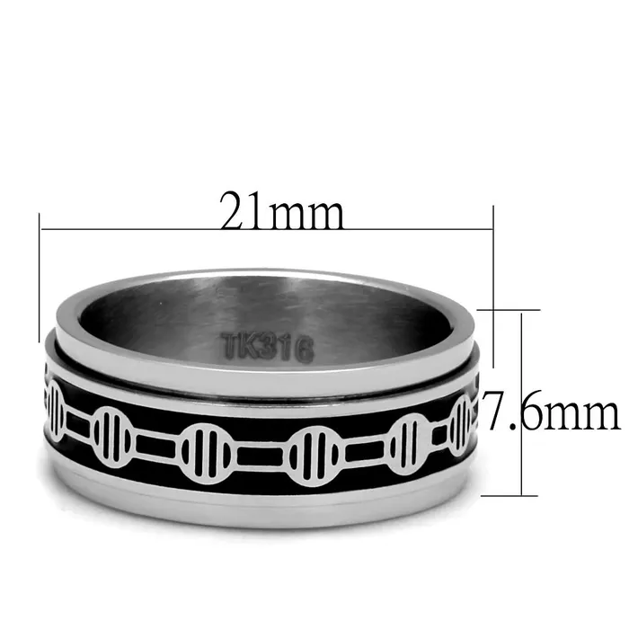 TK2924 High polished no plating Stainless Steel Ring with Epoxy in Jet Alamode Rings