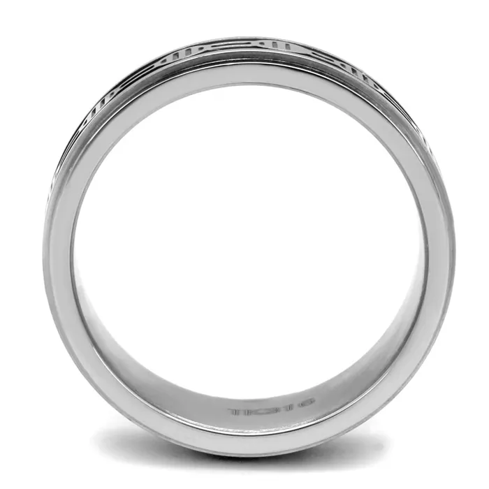 TK2924 High polished no plating Stainless Steel Ring with Epoxy in Jet Alamode Rings