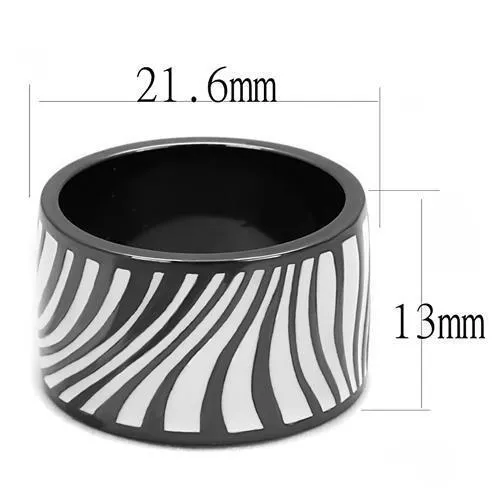 TK3171 IP Light Black IP Gun Stainless Steel Ring with Epoxy in White Alamode Rings