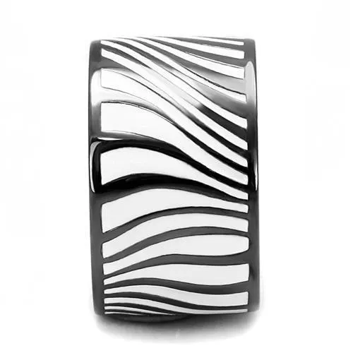 TK3171 IP Light Black IP Gun Stainless Steel Ring with Epoxy in White Alamode Rings