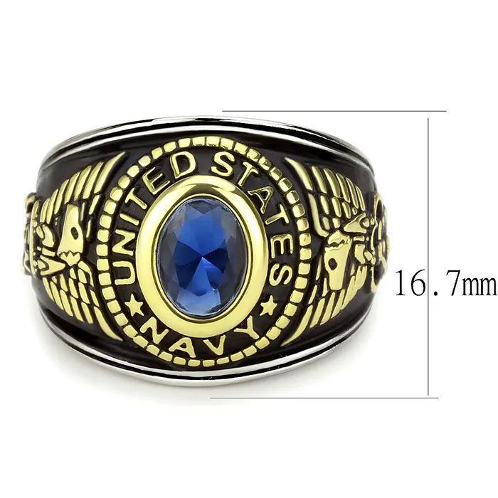 TK3726 TwoTone IP Gold Ion Plating Stainless Steel Ring with Synthetic Synthetic Glass in Montana Alamode Rings